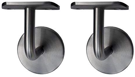 2 x Handlaufträger Handlaufhalter Handlaufstütze starre Ausführung + Abdeckrosette Edelstahl für 42,4mm Handlaufrohr/Holzhandlauf von SO-TOOLS®