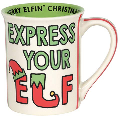 Enesco 6006772 Our Name is Mud Holiday Express Your Elf Coffee Mug, Stoneware, Multicolor