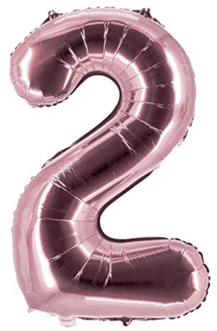 Party Factory XXL Folienballon Zahl 2, Luftballon 100cm, rosé, Geburtstag, Abi, Jubiläum, Party Ballon, Heliumballon, Deko