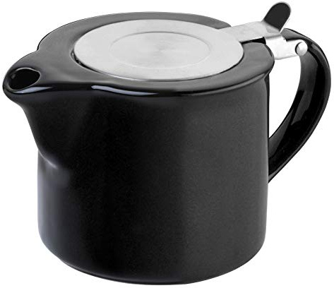 Infuse - Ceramic Teapot I Black 500ml Tea Infuser with Stainless Steel Clasp Close Lid I Quality Glazed Stoneware Teapot for Tea Brewing, Gift Boxed Packaged