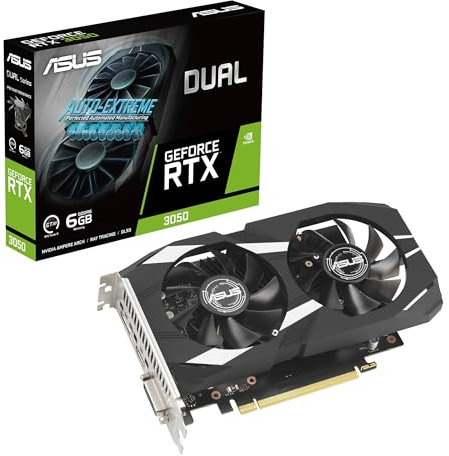 Asus Dual GeForce RTX 3050 6GB GDDR6 Gaming Graphics Card (Nvidia GeForce RTX3050 DLSS, PCIe 4.0, 1x HDMI 2.1a, 1x DisplayPort 1.4a, DUAL-RTX3050O6G)