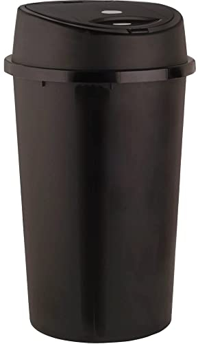 KetoPlastics Large Bathroom Bin 45 Litre 45L Touch Bin for Home Garden Office School Kitchen Bathroom Portable Pedal Bin Removable Lid (All Black)