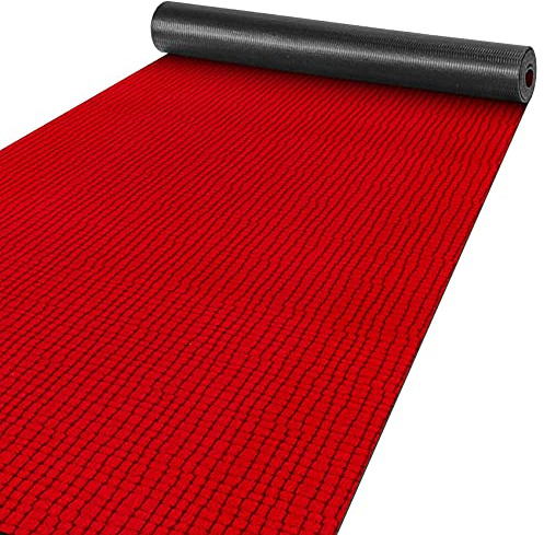 ANRO Teppich Läufer Flur Küchenteppich Schmutzfangmatte Sauberlaufmatte rutschfest Velours Rot 65x140cm Modern