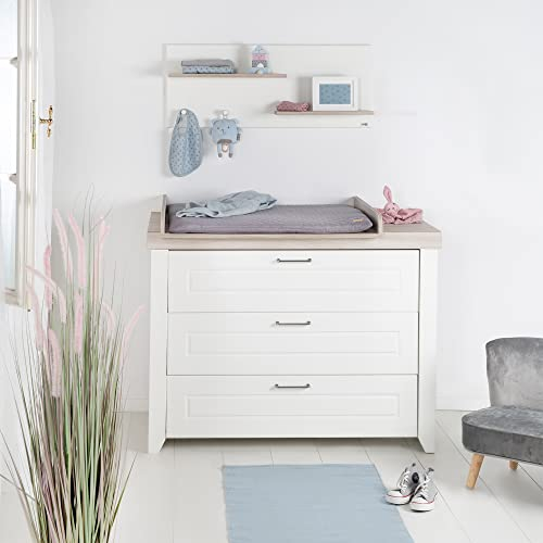 roba Wickelkommode mit Wickelansatz 'Felicia' mit Soft-Close, 3 Schubladen, Wickelhöhe 90 cm