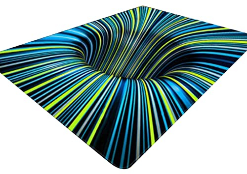 Benoon Fußmatte Abstraktes geometrisches Muster rutschfest Polyester maschinenwaschbar 3D Illusion Teppich für Schlafzimmer Teppich Abstrakt Geometrisch