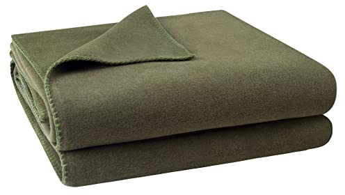 Zoeppritz Decke in der Farbe: Grün, aus 65% Polyester, 35% Viscose hergestellt, Größe: 160x200 cm, 103291-681-160x200, Olivgrün