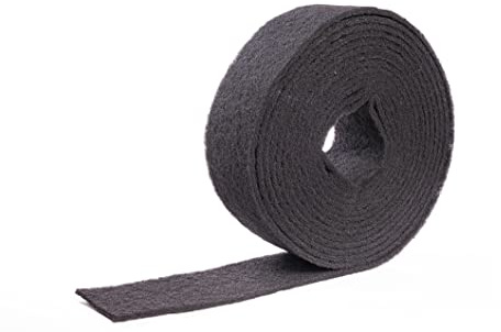 Reinigungsvlies - 10m x 115 mm - von Hand abreißbar - Schleifvlies zum anschleifen von Farben und Lacken - (schwarz - mittleres Korn)