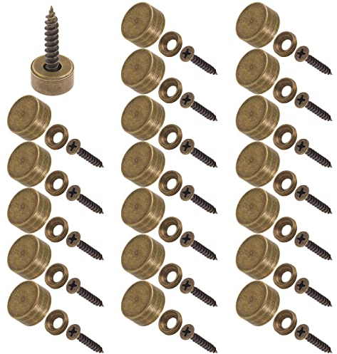 Cimeton Lot de 60 cache-vis pour miroir de 12 mm avec vis décoratives et rondelles - Bronze - Pour miroirs, tables à café (12 mm, bronze)