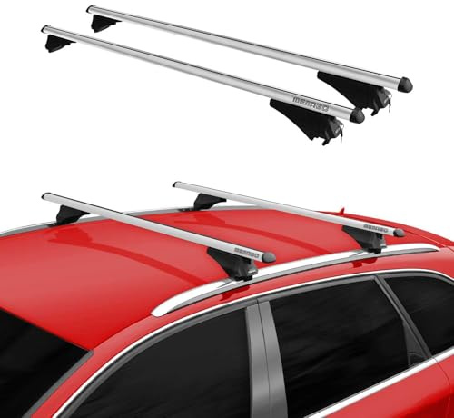 Menabo Dachträger Grundtäger kompatibel mit Kia Sorento Hybrid 2021-2025 Aluminium 75kg Silber 2tlg Geschlossene Reling für Fahrradträger, Dachboxen, Skiträger Abschließbar