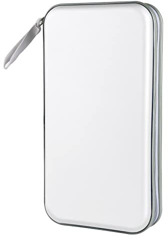 Siveit Custodia per CD, DVD, 96 capacità, in plastica rigida, per auto, casa, ufficio, viaggi (bianco)