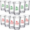 Set of 12 Christmas Shot Glasses 1.2 oz Holiday Cocktail Glasses Acrylic Stemless Wineglass Party Cups for Drinking Gift - Green Red Team Naughty Team Nice Novelty