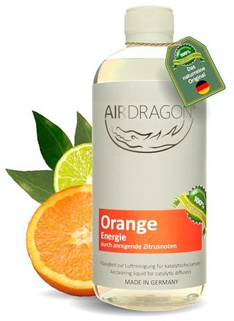 AIRDRAGON ORANGE - katalytischer Raumduft ohne künstliche Duftstoffe - natürlicher Raumduft mit naturreinem ätherischem Duft-Öl für jede katalytische Lampe 500 ml - Made in Germany