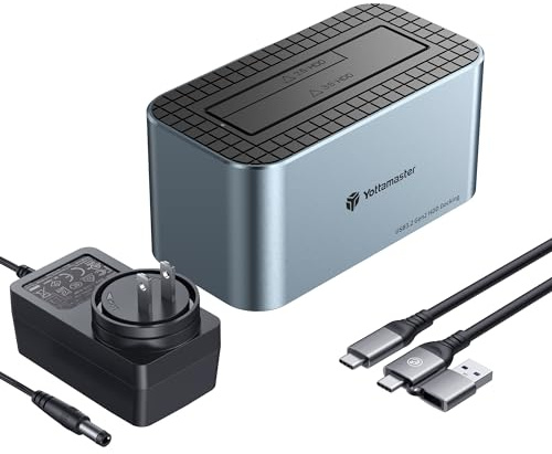 Yottamaster Hard Drive Docking Station, USB 3.0 Docking Station for 2.5/3.5 Inch SATA HDD SSD with Power Supply and A/C Cable Supports 18TB Docking Bases[KB100]
