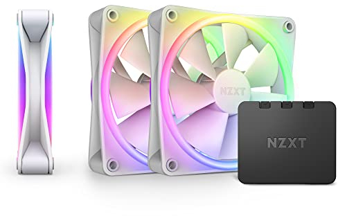 NZXT F120 RGB Duo Triple Pack - 3 x 120mm Dual-Sided Fans with Controller – 20 Individually Addressable LEDs – Balanced Airflow and Static Pressure – Fluid Dynamic Bearing – PWM – White