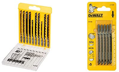 Dewalt DT2290-QZ DT2290-QZ-Conjunto 10 hojas Sierra de calar-Madera & DeWalt DT2166QZ Jigsaw Blades for Wood T-Shank HCS T144D