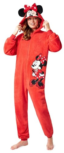 Disney Stitch Onesies for Women - Fluffy Minnie Mouse Eeyore Maleficent Onesie Pyjamas Lounge Wear - Stitch Gifts (Red Minnie, S)