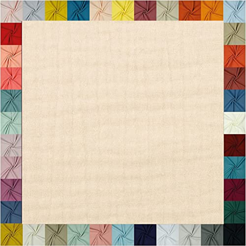 Hochwertiger Musselin Stoff Meterware - weicher Baumwollstoff für Kleid Baby Decke Tuch Tagesdecke Bettwäsche ÖkoTex Double Gauze uni Baumwollstoffe Dekostoff Stoffe zum Nähen Meterware 0,5m (natur)
