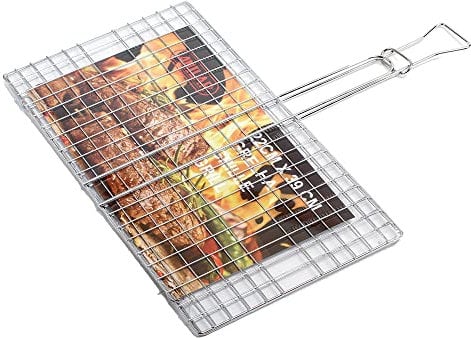 Barbecue Grill Basket Turner 22x39cm, Silber