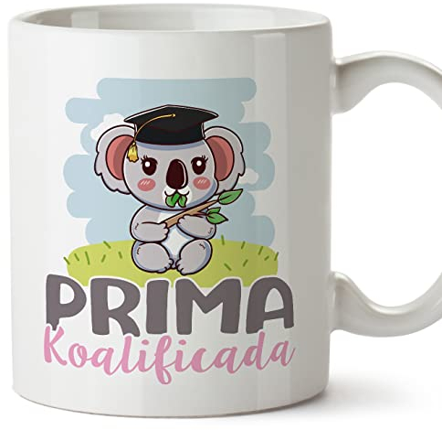 MUGFFINS Tazas para PRIMA - En Español - Koalificado/koalificada - 11 oz / 330 ml - Regalo original y divertido