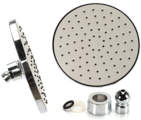 Soffione Doccia A Pioggia Rotondo,Testa Doccia Tonda ad Alta Pressione Cromato (Rotondo Slim Diametro 190mm)