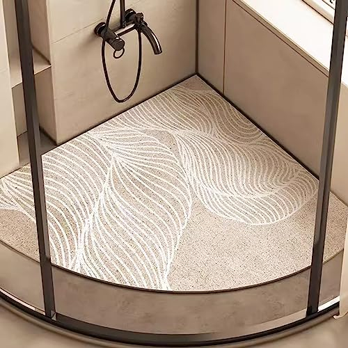 EUPXRHY Duschmatte Dreieckig für Eckdusche, Komfortabel Duschmatte rutschfest Halbrund, Schnell Trocknend PVC-Luffa Massage Badematte Halbrund mit AblauflöChern Sicherheits,C,90x90cm(36x36inch)