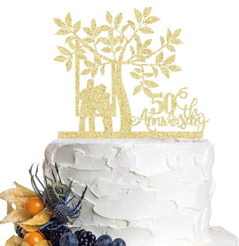 Dcokska 50th Anniversary Cake Toppers,50Birthday Party, 50th Wedding Anniversary-Decoration Supplies