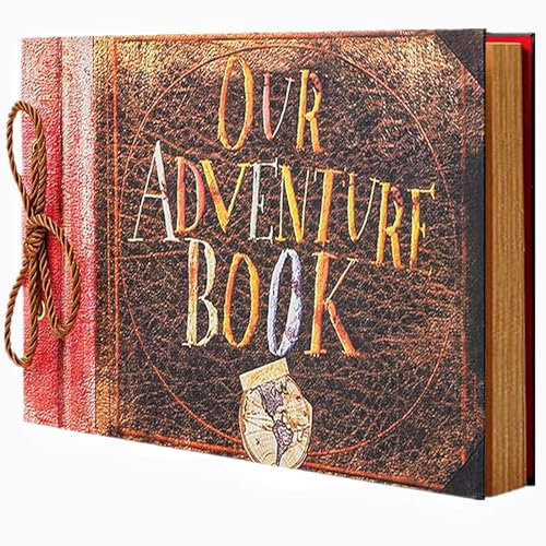 Our Adventure Book,Fototagebuch und Album, geprägter Schriftzug, Retro-Stil, „Up“-inspiriertes Reise-Souvenir, ideal für Fotos, Geschenk für Paare, Jubiläen, Reisen, Geburtstage,Weihnachten
