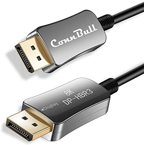 ConnBull Cable DisplayPort Fibre 70m Supporte DP1.4, 8K@60Hz(7680x4320), 4K@144Hz, Haute Vitesse 32,4Gbit/s pour Moniteur PC Carte Graphique