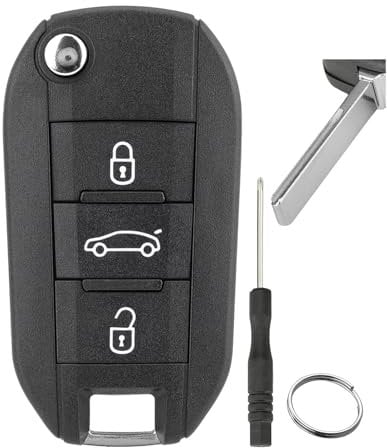 3 Buttons For Peugeot 2008 208 key Case Flip Key Fob Case For Peugeot 508 3008 308 RCZ 408 For Citroen C4L CACTUS C5 C3 C6 C8 Picasso Xsara with Screwdriver Key Ring (Blade with groove)