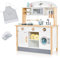 COSTWAY Kinderküche aus Holz, Spielküche inkl. 17 Zubehör, Spielzeugküche mit Mikrowelle, Waschmaschine, Waschbecker, Herde & Kochgeschirr, Holzküche für Kinder ab 3 Jahren