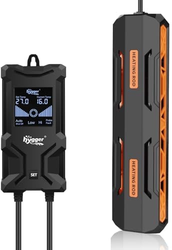 hygger Aquarium Heizung, 400W Tauch Aquarium Heizer mit Intelligentem LCD Digitalanzeige Controller und Automatischem Abschaltschutz Aquarium Heizstab für 152–302L Süßwasser Salzwasser Tank