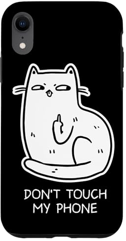 Katze Mittelfinger Dont Touch My Phone Lustige Neuheit Geschenke Hülle für iPhone XR