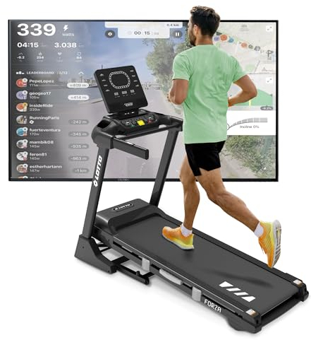 LOTTO Forza Laufband klappbar elektrisch,4.25 PS, bis 120kg,Bluetooth,FitShow,Kinomap/Zwift automatische Steigung,LED-Computer,1-18km/h,Laufgurtfläche 140x48cm