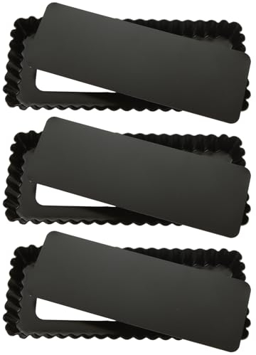 WOPPLXY 3 Pièces Moule Rectangulaire de 25 x 10,2 x 2,5cm, Moule Rectangulaire Patisserie en Alliage d'Aluminium de Noir pour Muffins et Biscuits