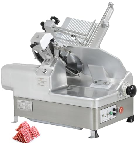 EEYZD Affettatrice Salumi da Casa Manuale di Carne Deflettore Motore con Interruttore Due Vie Completamente Automatico 180-370 W,Spessore Regolabile in Acciaio Inossidabile