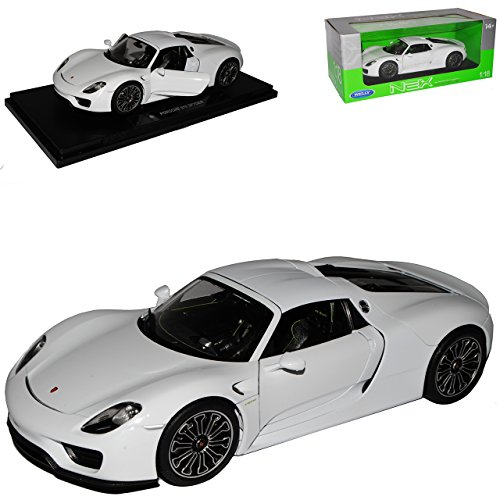 Welly Porsche 918 Spyder Cabrio Coupe Geschlossen Weiss 2013-2015 1/18 Modell Auto
