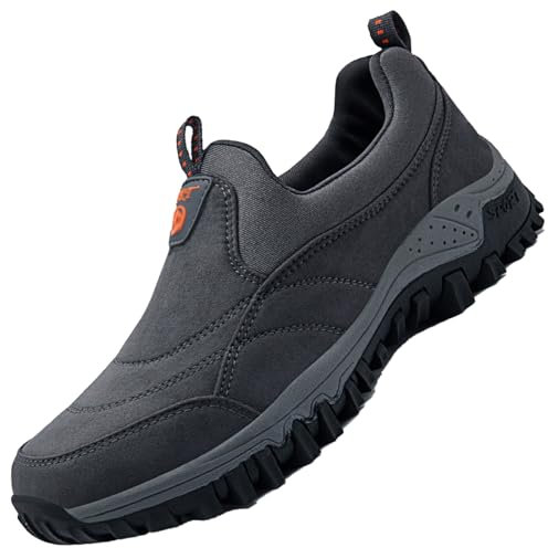 AZMAHT Mocasines Hombres Lona Slip On Zapatillas de Deporte Zapatillas Running Caminar Gimnasio Fitness Atlético Tenis Trabajo Sneakers Ligeros Transpirables,Gris,43/265mm
