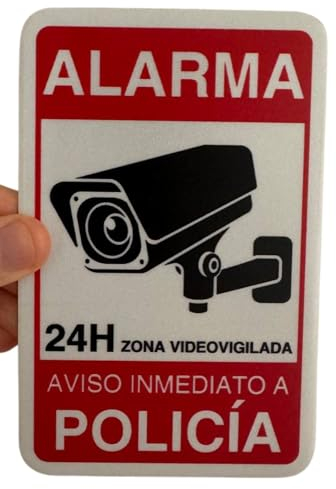 LEIASA | Cartel Videovigilancia - 9x14 cm - Reflectante - Fabricado Aluminio - Grosor 0.6 mm - Cartel Zona Videovigilada - Entrada Vigilada - Policia