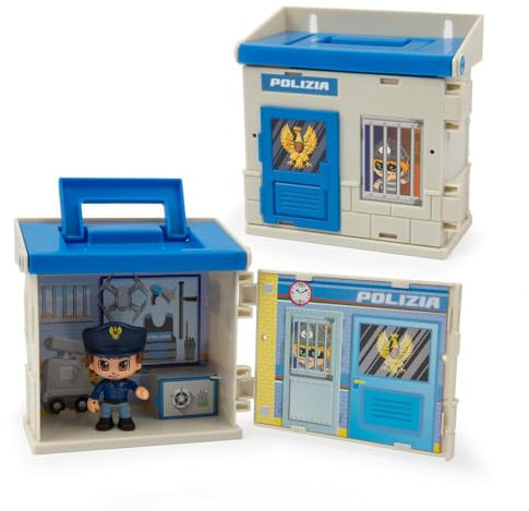 Giochi Preziosi Polizia - Playset Ufficio Della Polizia, Include Personaggio Articolato Da 7 Cm E Accessori, Comoda Maniglia Per Il Trasporto,Per Bambini A Partire Dai 4 Anni