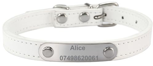 Suiecuor Collar de perro de cuero personalizado collar de perro con placa de identificación personalizada de acero inoxidable collares para perros tamaño pequeño mediano grande
