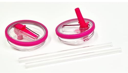 ThreeRs Adventure Quencher 2Pcs Replacement Lid & Straw set for 40 oz Tumbler with Handle, Flip Straw PCTG, Dustproof compatible with Stanley Cup or other 40oz 30oz v2 cup Tumblers (Pink)