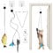 YAOSHENGUP 3 PCS Interactive Cat Toys for Indoor Cats Kitten, Door Hanging Feather Cat Toy Set with Hook, Self Play String Mouse Toys for Cat Bouncing Fish Cat Toy for Exercising Eliminating Boredom