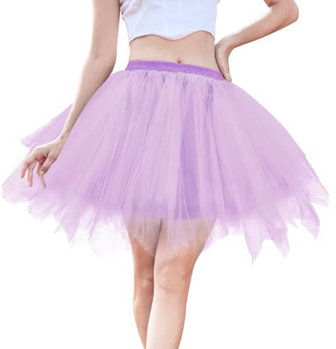 Century Star Damen Tüllrock - 50er Jahre Retro Charme, Ballett Unterrock Tanzrock Rockabilly Petticoat, Tütü Rock für Karneval, Halloween & Gelegenheitsabendkleid Llila