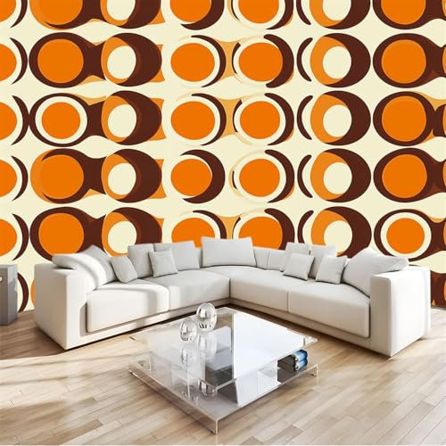 Fototapete 3D Vliestapete mit Retro-Mittelalterliche Geometrie Orange Farbe 200x140cm XXL Panorama Wandbild für Mädchen & Jungs Schlafzimmer | Wanddekoration mit 3D Effekt