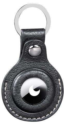 STILORD 'Horus' Airtag Portachiavi Cuoio - Premium Custodia Case Holder Keyring Cover - Copertura Resistente ai Graffi per Airtags - Vera Pelle per un Look Elegante, Colore:nero