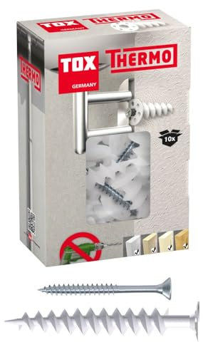 TOX 85 mm Dämmstoffdübel Thermo inkl. passender Dämmstoff, ohne Vorbohren, für EPS, XPS 20, PUR und Holzfaserplatten, 10 Dübel und Schrauben im Karton, 072101251, Weiß