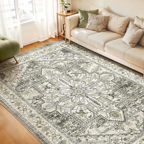 WITSHOCK Braun Waschbare Teppich Wohnzimmer 240x300cm Boho Teppiche for Living Room Groß Rugs Weich Schlafzimmer Carpet Esszimmer BüRo Kurzflor Teppich rutschfest Teppiche