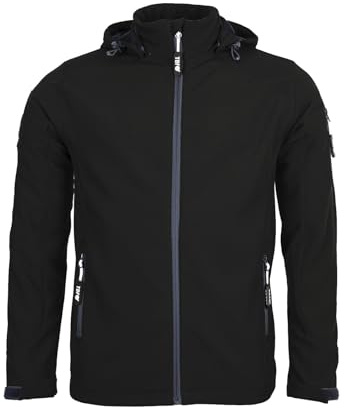 Two Bare Feet Men's Softshell Jacket - 8K Water Resistant, Breathable, Lightweight Work Jacket, Windproof Outdoor Hiking Coat for Rainy and Cold Weather (L, Black)