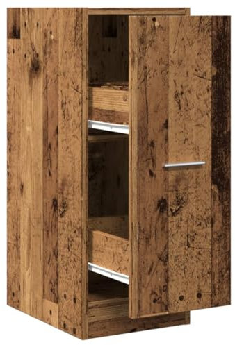 Apothekerschrank Altholz-Optik 30x41x77,5 cm Holzwerkstoff Beistellschrank Küche Vitrinenschrank Küche Küchenschrank Sideboard Wohnzimmer für Schlafzimmer Arbeitszimmer Wohnbereich Abstellraum