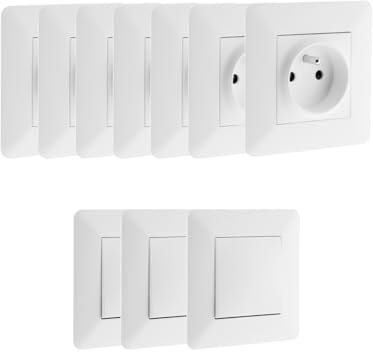Lot de 7 prises + 3 va et vient - Blanc - Artezo - Zenitech